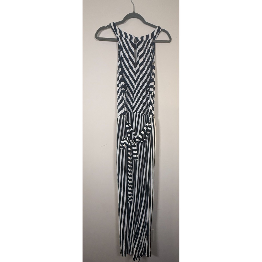 Lane Bryant black white striped maxi dress halter chevron nautical coastal 18/20
